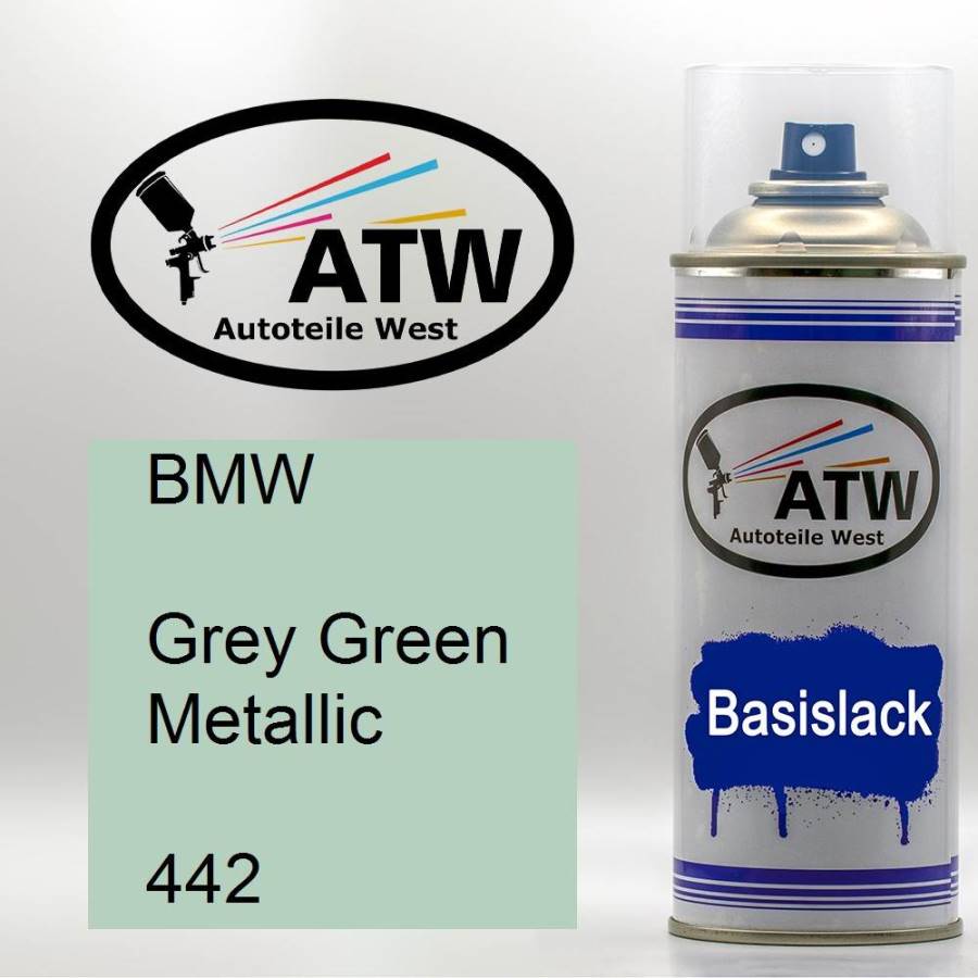 BMW, Grey Green Metallic, 442: 400ml Sprühdose, von ATW Autoteile West.